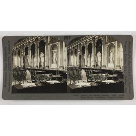 Galerie des Glaces, showing table where peace treaty was signed, Versailles, France