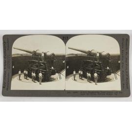 12-inch disappearing coast defense gun elevated for firing, Fortress Monroe, Va.