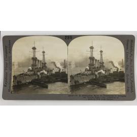 U.S. battleship serve as transports in bringing our troops home - The Louisiana at dock in New York harbor