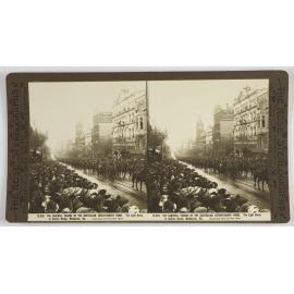 The farewell parade of the Australian Expeditionary Force. The light horse in Collins Street, Melbourne, Vic
