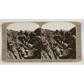 The sniper finds his mark!  Stretcher-bearers remove an officer wounded by an unlucky bullet