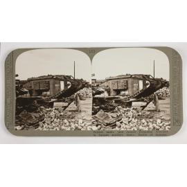 British tanks 'mid ruined Bapaume wrecked in furious artillery duels ; Battle of Amiens