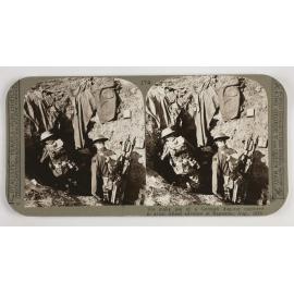 We make use of a German dug-out captured in great Allied advance at Bapaume, Aug, 1918