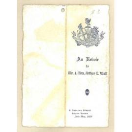 Au revoir to Mr. & Mrs Arthur E. Wall, 20th May 1927