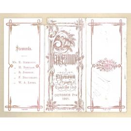 Programme Athenaum Quadrille Club, 7th October 1881