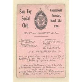 San Toy Social Club, 31st March 1910