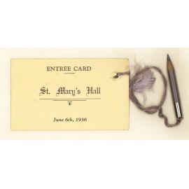 Entrée card St. Mary's Hall, 6th June 1936