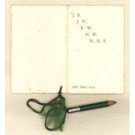 J.B. J.W. R.W. M.W. M.N.S, 29th June 1933