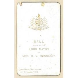 Ball given by the Lord Mayor and Mrs. D. V. Hennessy, 1st October 1913