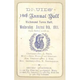 Druids' 19th annual ball, 9th August 1911