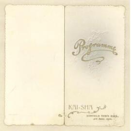 Programme. Kai-Sha, 3rd June 1910