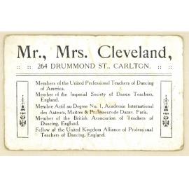 Mr, Mrs. Cleveland, Professors of dancing