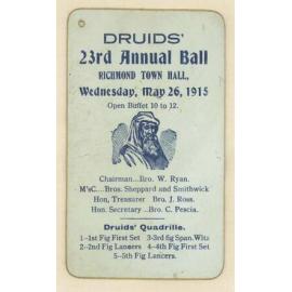 Druids' 23rd annual ball, 26th May 1915