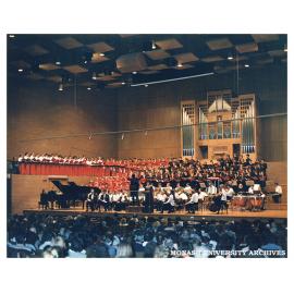 Performance of Carmina Burana in Robert Blackwood Hall by the Monash University Choral Society, National Boys' Choir, National Girls' Choir and the Victorian Youth Chamber Orchestra