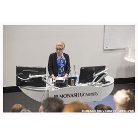 Professor Judith Gullifer speaking at 60th anniversary event for the School of Psychological Sciences