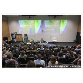 Professor Shantha Rajaratnam speaking at 60th anniversary event for the School of Psychological Sciences