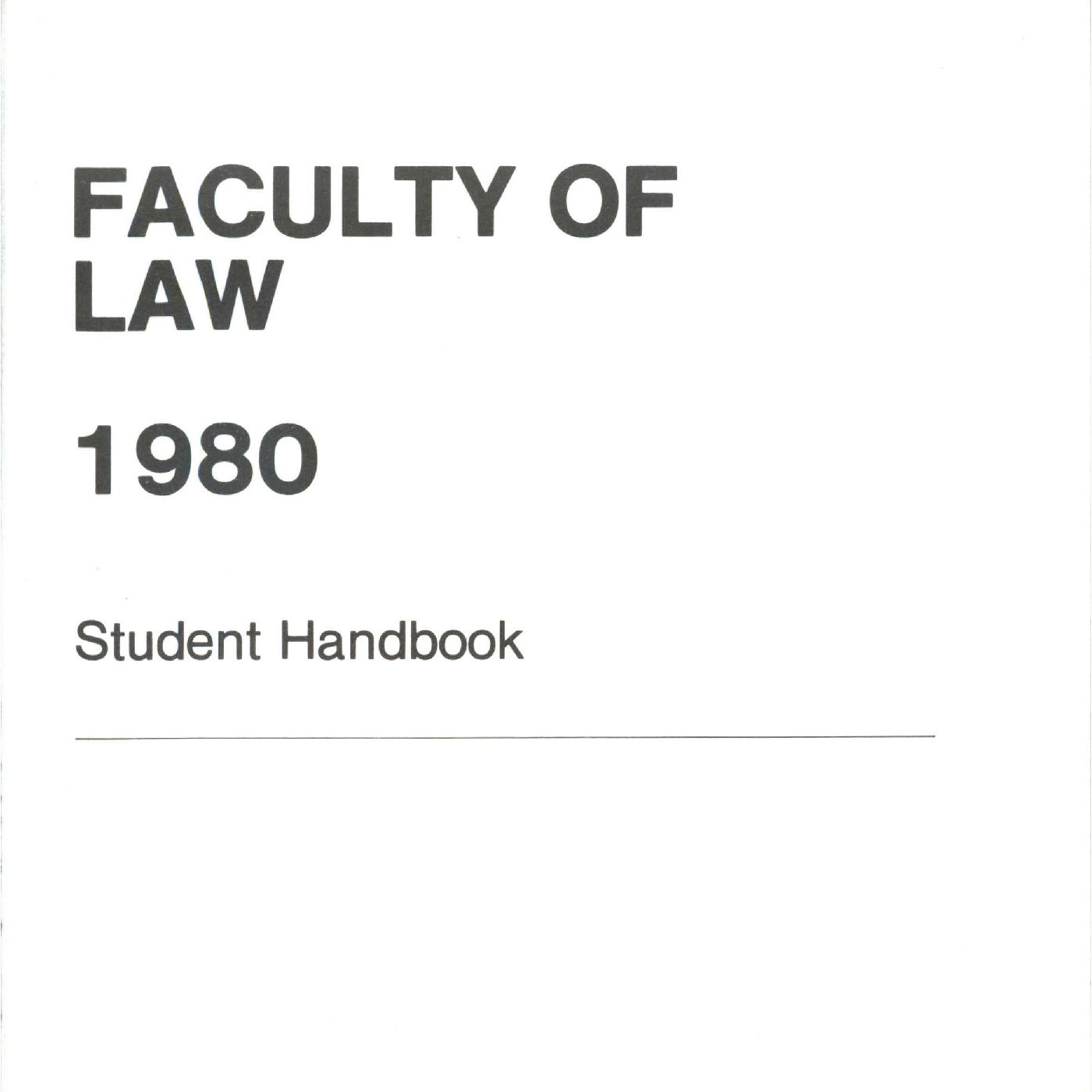 Faculty of Law Handbooks
