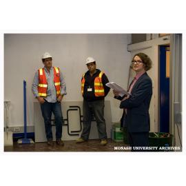 Max Delaney, Director of MUMA, makes a speech at a ceremony to mark the start of the renovation of the new MUMA facilities at Caulfield Campus