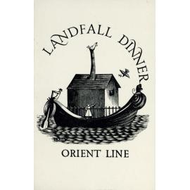 Orient Line: landfall dinner, 30th January 1939