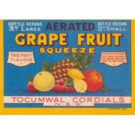 Aerated Grape Fruit Squeeze. Tocumwal Cordials, NSW.