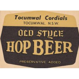 Old Style Hop Beer. Tocumwal Cordials Tocumwal, NSW