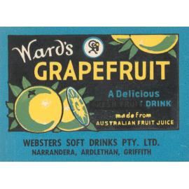 Ward's Grapefruit. Websters Soft Drinks Pty.. Ltd.. Narrandera, Ardlethan, Griffith