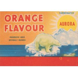 Aurora. Orange Flavour. Carbonated. Artificially coloured.