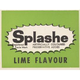 Splashe Lime Flavour. Registered Trade Mark. artificially coloured. Preservative Added.
