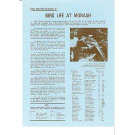 Facts about the University 8 - Bird Life at Monash