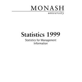 Monash University Annual Statistics Compilation 1999