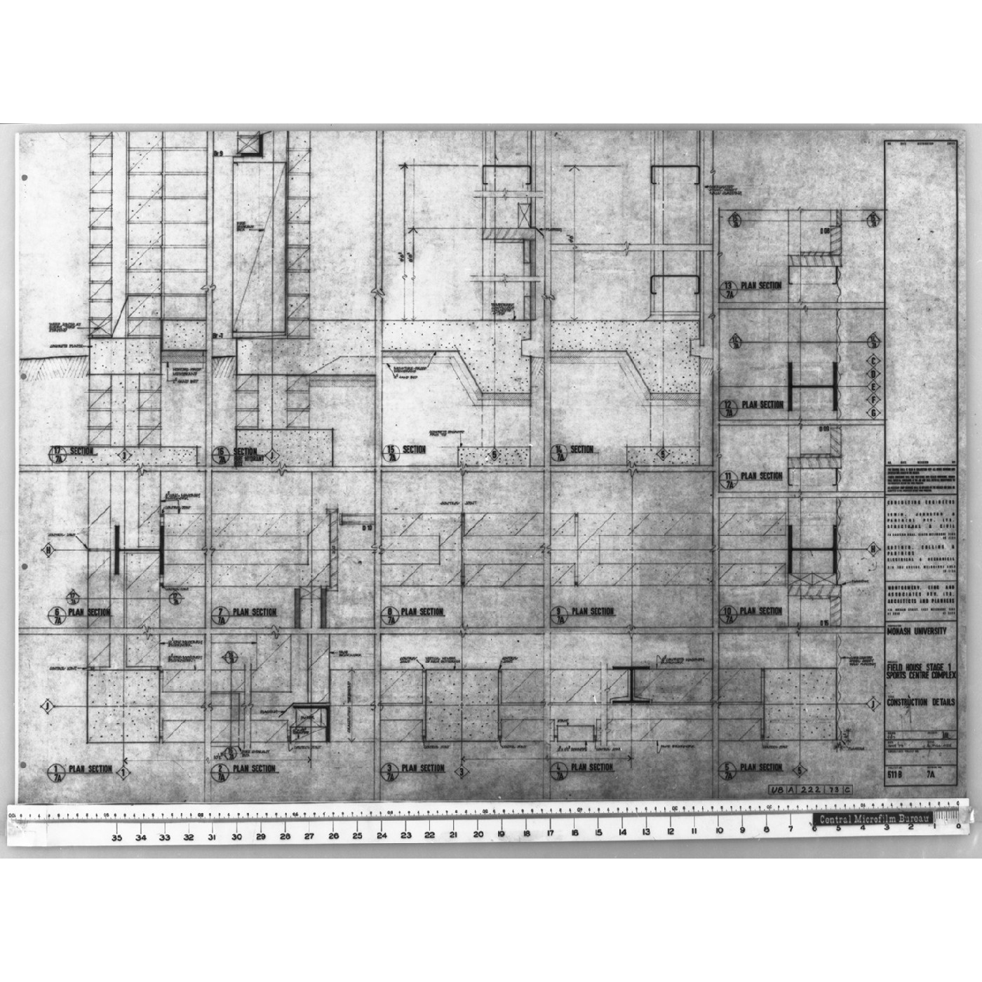 Negative of plan of Field House stage 1 Sports Centre Complex - Montgomery, King and Associates - Drawing no UBA22273C