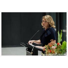 Vice-Chancellor Professor Sharon Pickering speaking at the naming of the Alan Finkel Building for Technology and Design