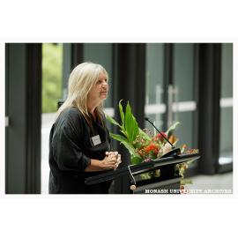 Boonwurrung custodian Caroline Martin speaking at the naming of the Alan Finkel Building for Technology and Design