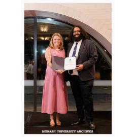 Vice-Chancellor Professor Sharon Pickering with Indi Clarke, winner of the Indigenous Emerging Leader Alumni Award 2026