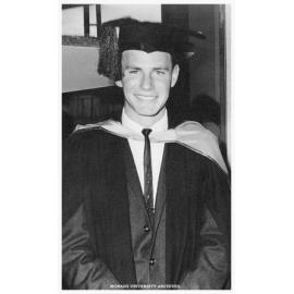 Ian Dudgeon after conferral of his degree at first graduation ceremony, 8 April, 1964