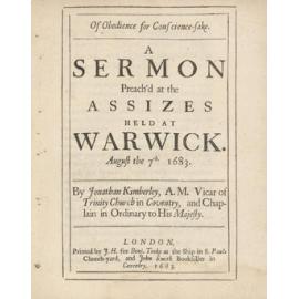 Of Obedience for Conscience-sake. A Sermon Preach'd at the Assizes held at Warwick. August the 7th. 1683. 