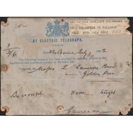 Telegram from Melbourne to Ballarat