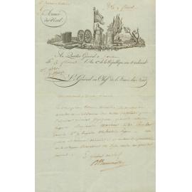Handwritten letter from General Pierre Beuronville.