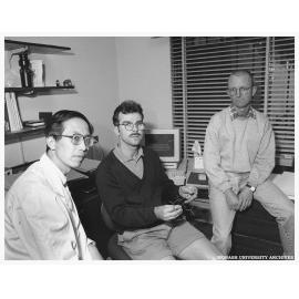 Main players in the hunt for an antiflu drug (from left) Dr Wen-Yang Wu, Dr Mark von Itzstein and Dr Michael Pegg