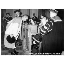 Vice-Chancellor, Dr. J.A.L. Matheson receiving honorary doctorate at University of Hong Kong
