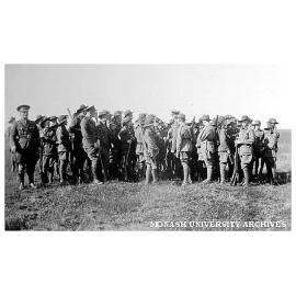 Caulfield Technical School cadet camp. Cadets at a lecture on using effective cover by W. O. Scholes