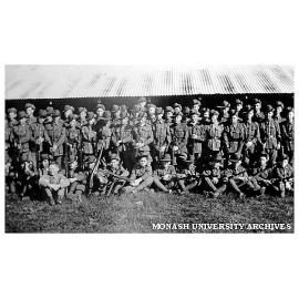 Caulfield Technical School cadet camp. Cadets at a lecture on gas