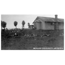 Caulfield Technical School cadet camp. Cadets defending an outpost