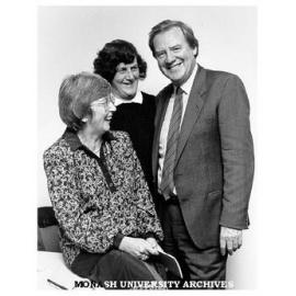 Professor Mal Logan, Jennifer Strauss (left) and Judith Rodriguez at the launch of Jennifer Strauss' 'Labour Ward'