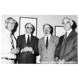 Four deans of Faculty of Education, from left: Professor Peter Fensham, Professor Peter Musgrave, Mr Syd Dunn, and Emeritus Professor Dick Selby Smith