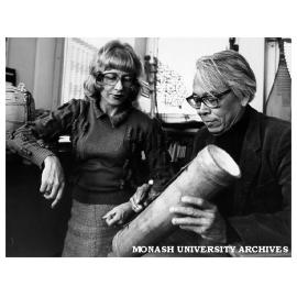 Dr Margaret Kartomi and Professor Jose Maceda from department of Asian Music, University of the Phlippines holding Kacapi Basmbu from Sumatra