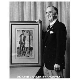 Emeritus Professor Rod Andrew with Russell Drysdale's 'The Rabbiter'