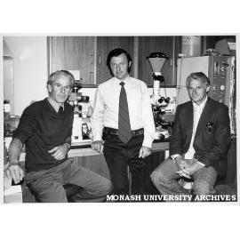 Monash IVF researchers Associate Professor John Leeton (left), Dr Alex Lopata, and Professor Carl Wood