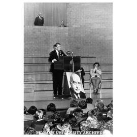 Mr Malcolm Fraser delivering inaugural Sir Robert Menzies lecture