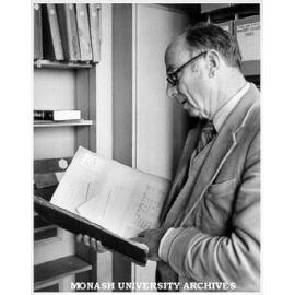 Dr Geoffrey Serle with Sir John Monash's papers